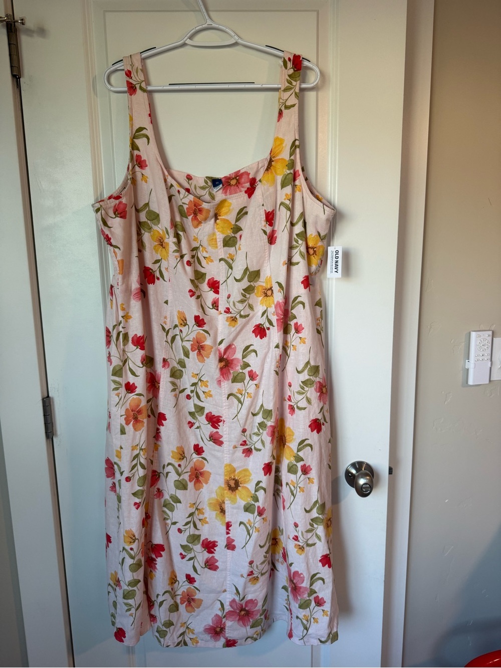 Old Navy Pink Floral Sleeveless Midi Dress